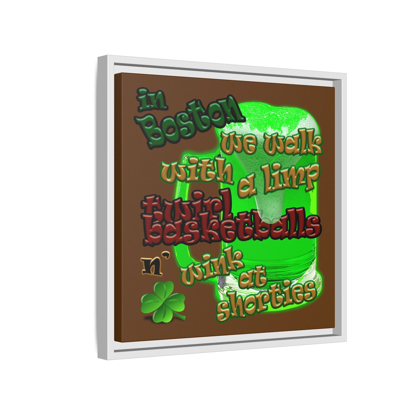 celtics logo - framed canvas art (brown)