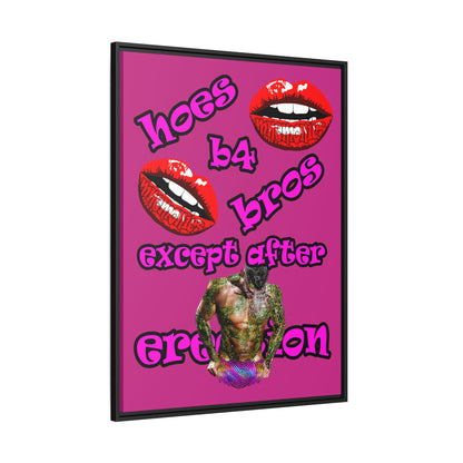 hoes b4 bros - framed canvas art (pink)