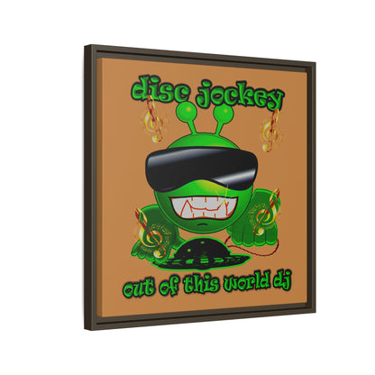 disc jockey - framed canvas art (light brown)