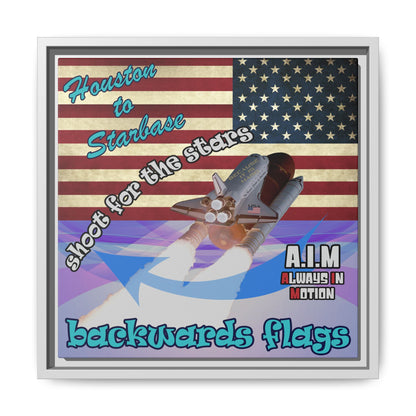 shoot for the stars - framed canvas art (light blue-pink wave)