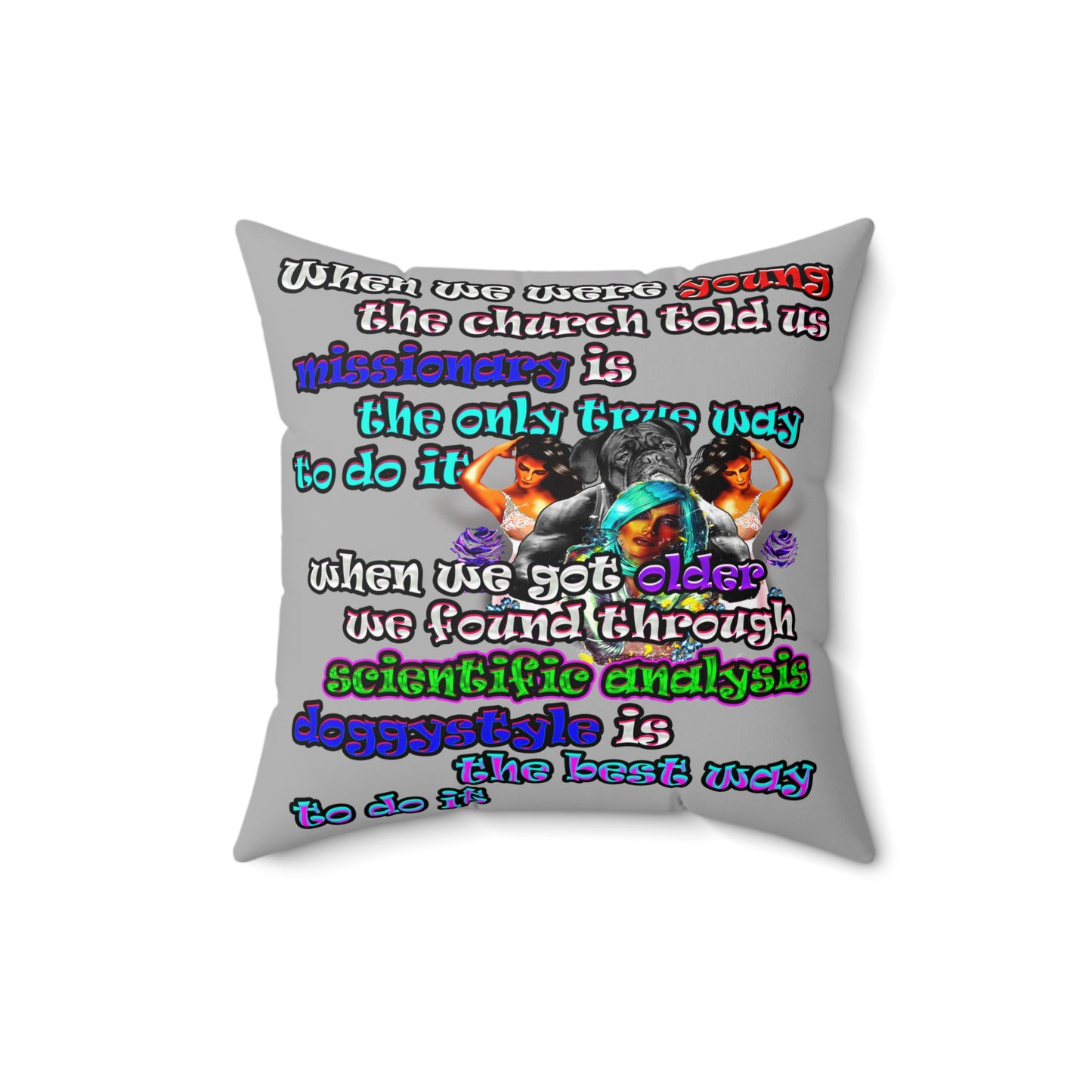 doggystyle - Spun Polyester Square Pillow - (light grey)