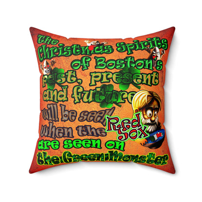 christmas spirits of boston - Faux Suede Square Pillow - (burnt orange)
