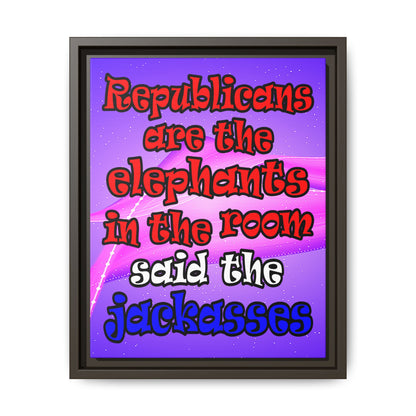 donkeys and elephants - framed canvas art (purple-pink wave)