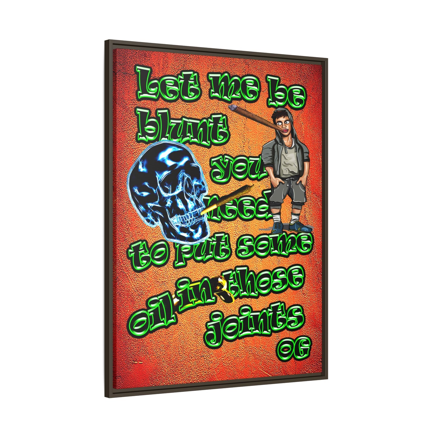 og - framed canvas art (burnt orange)