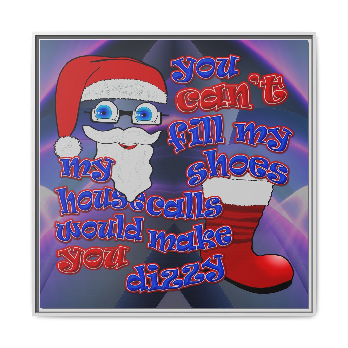 santa's shoes - framed canvas art (grey-pink wave)