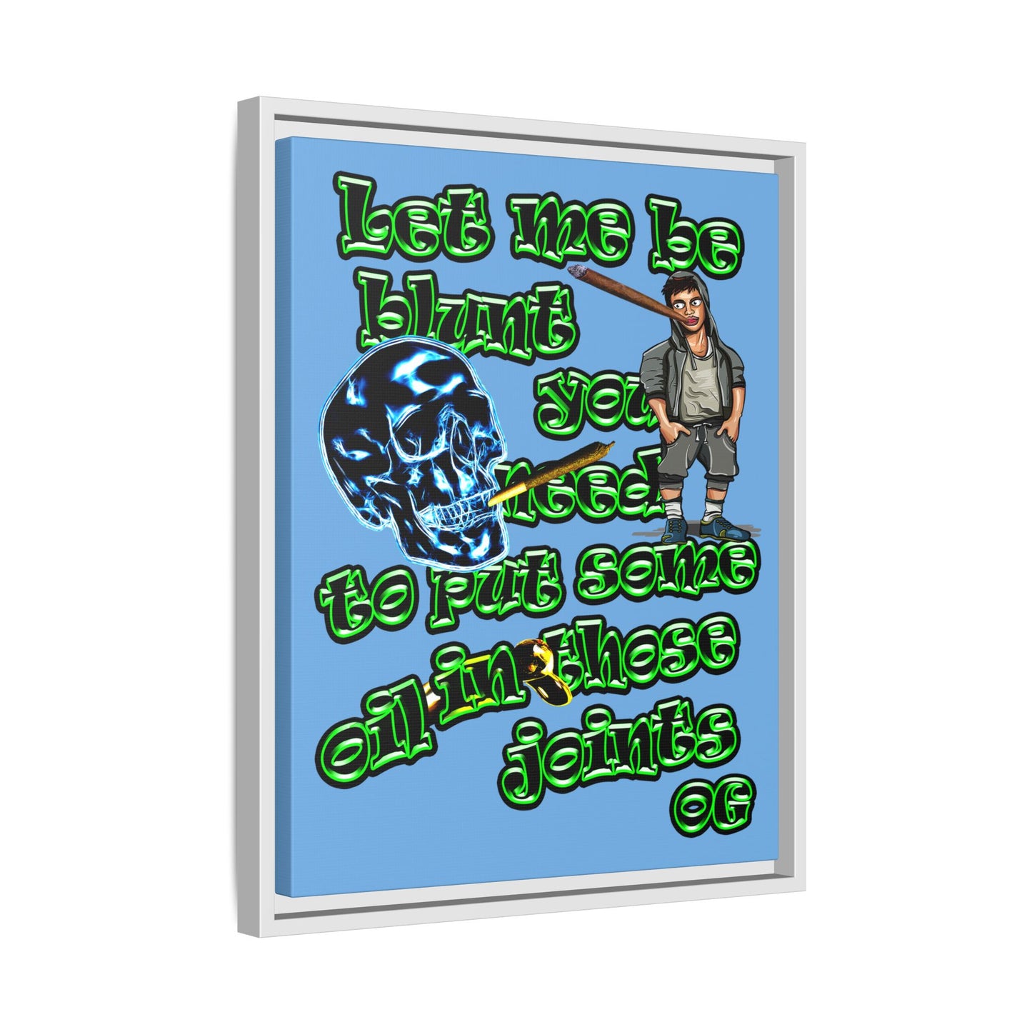 og - framed canvas art (light blue)
