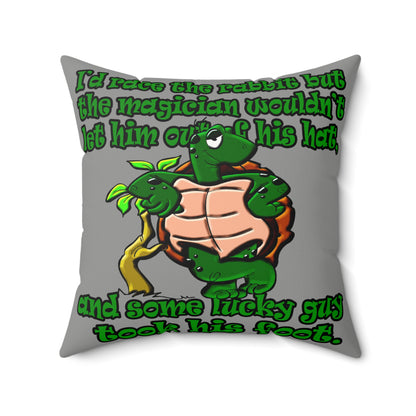 turtle race - Faux Suede Square Pillow - (grey)