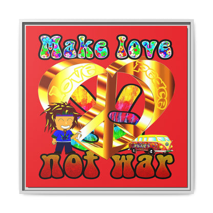 love peace - framed canvas art (red)