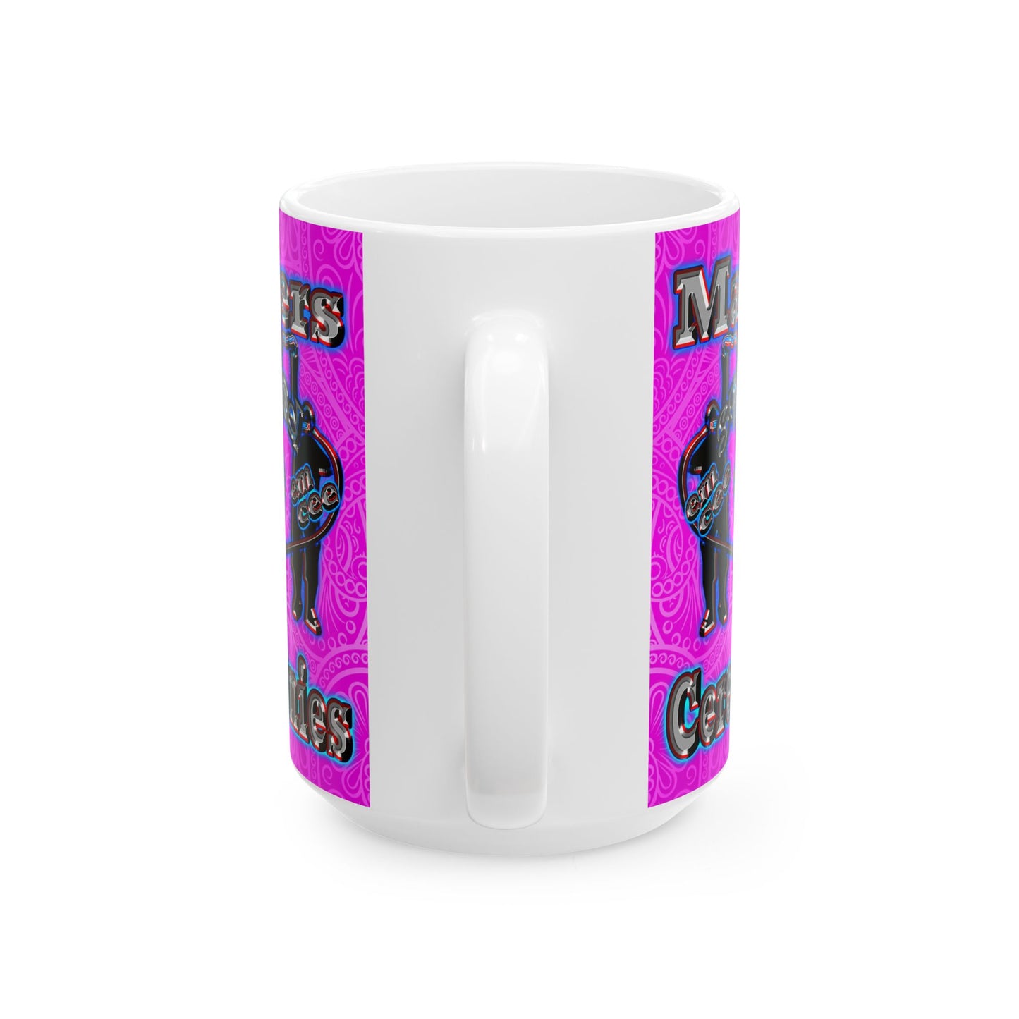 em cee squared - White Mug (pink swirl)