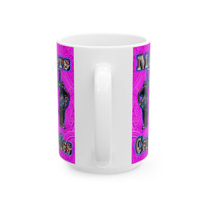 em cee squared - White Mug (pink swirl)