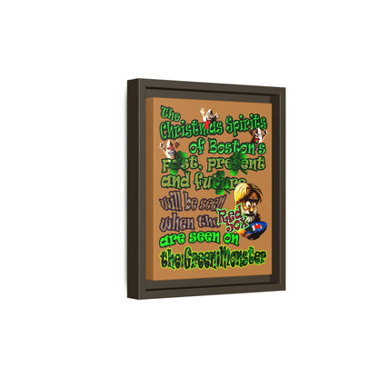 christmas spirits of boston - framed canvas art (light brown)