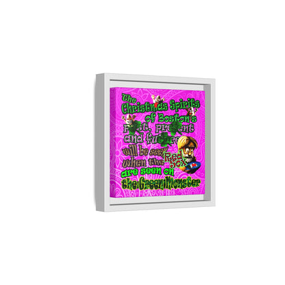 christmas spirits of boston - framed canvas art (pink swirl)