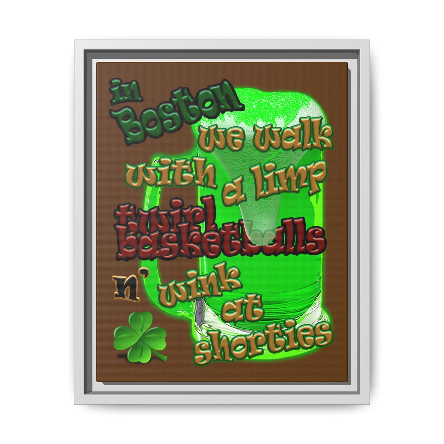 celtics logo - framed canvas art (brown)
