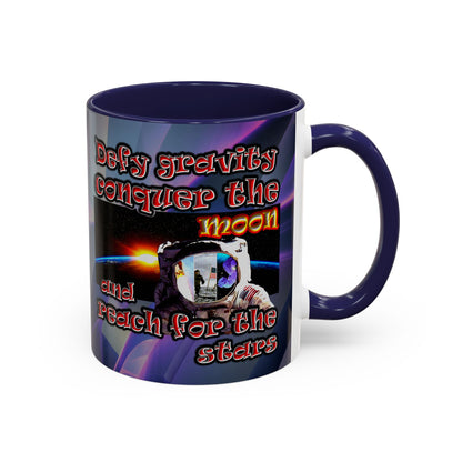 defy conquer reach - Accent Mug (grey-pink wave)