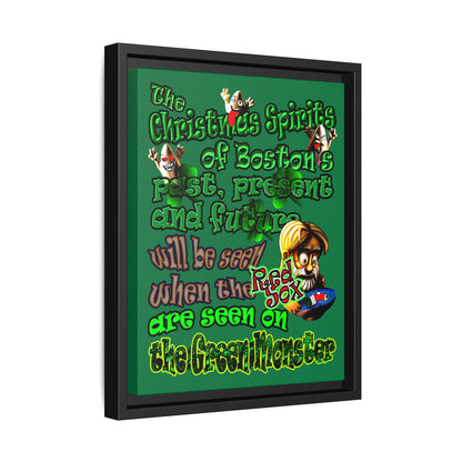 christmas spirits of boston - framed canvas art (dark green)