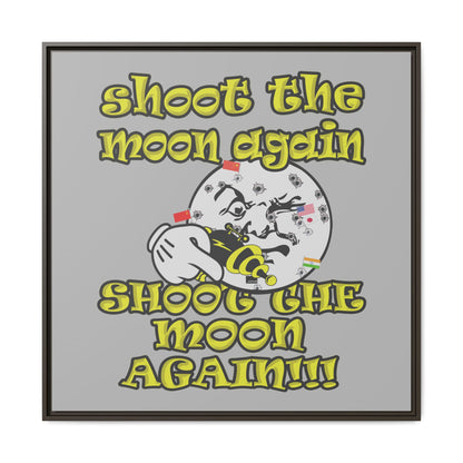 shoot the moon again - framed canvas art (light grey)