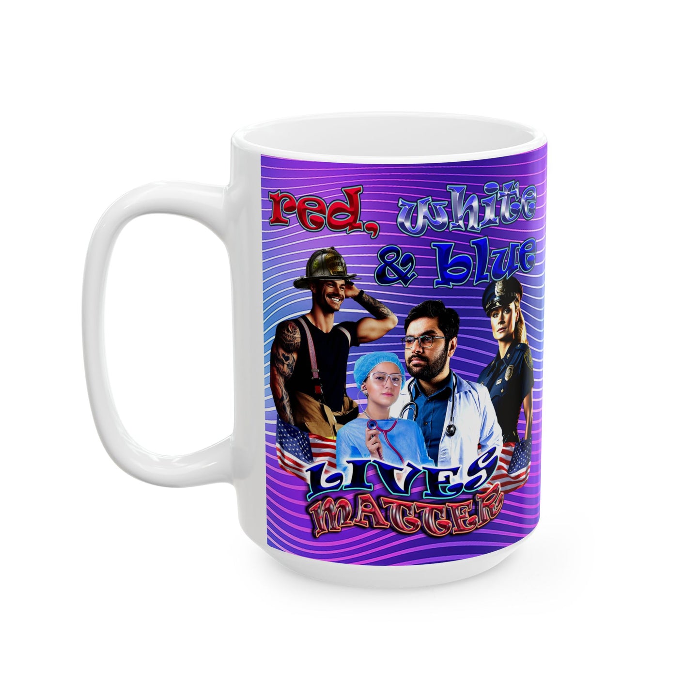 rw&b lives matter - White Mug (purple wave)