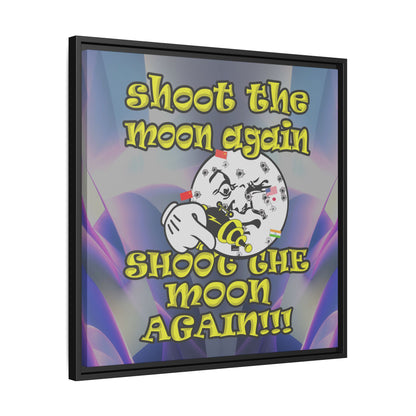 shoot the moon again - framed canvas art (grey-pink wave)