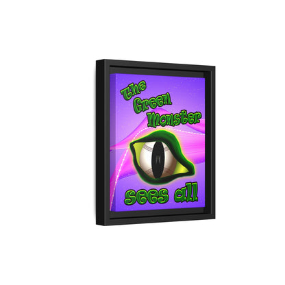 green monster - framed canvas art (purple-pink wave)