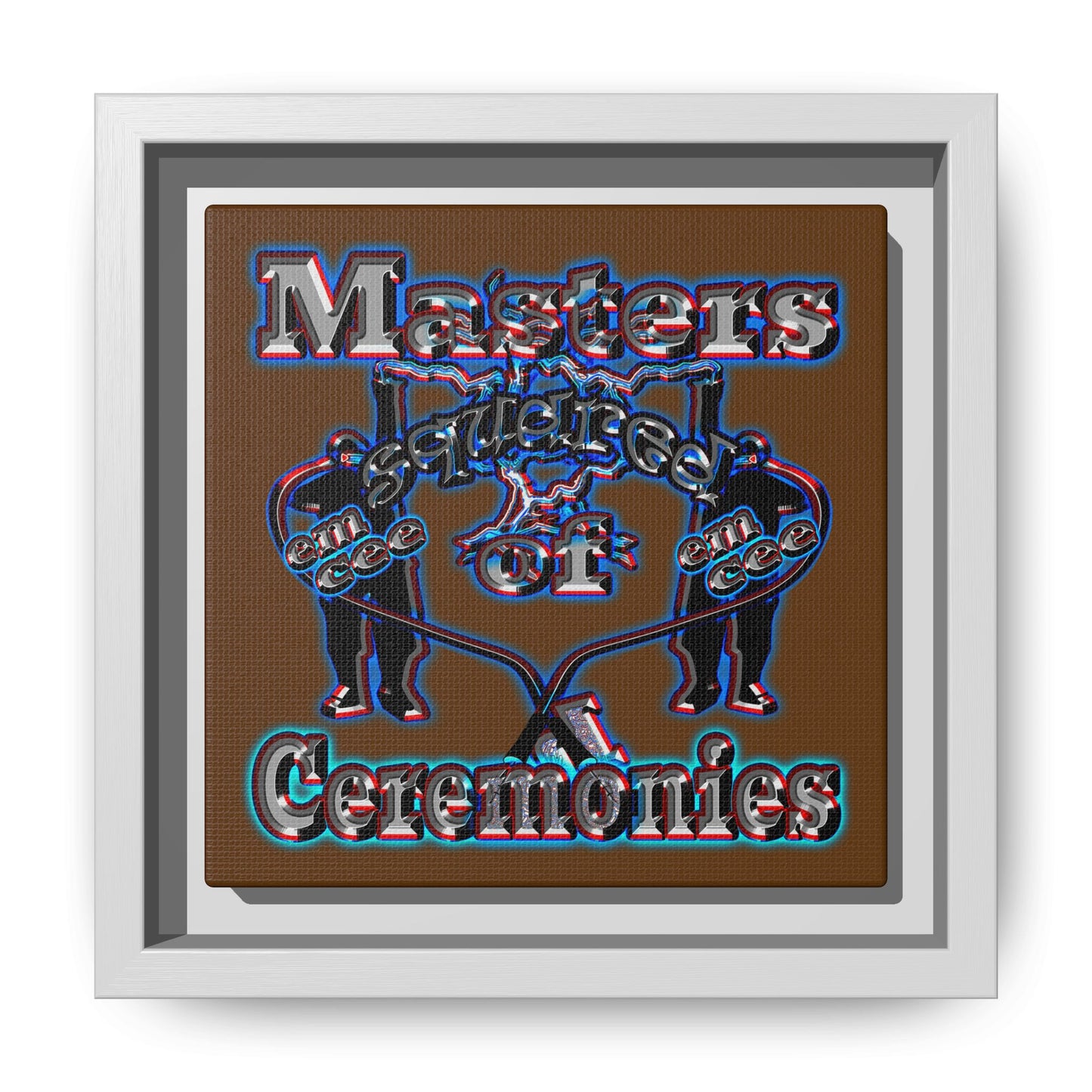 em cee squared - framed canvas art (brown)