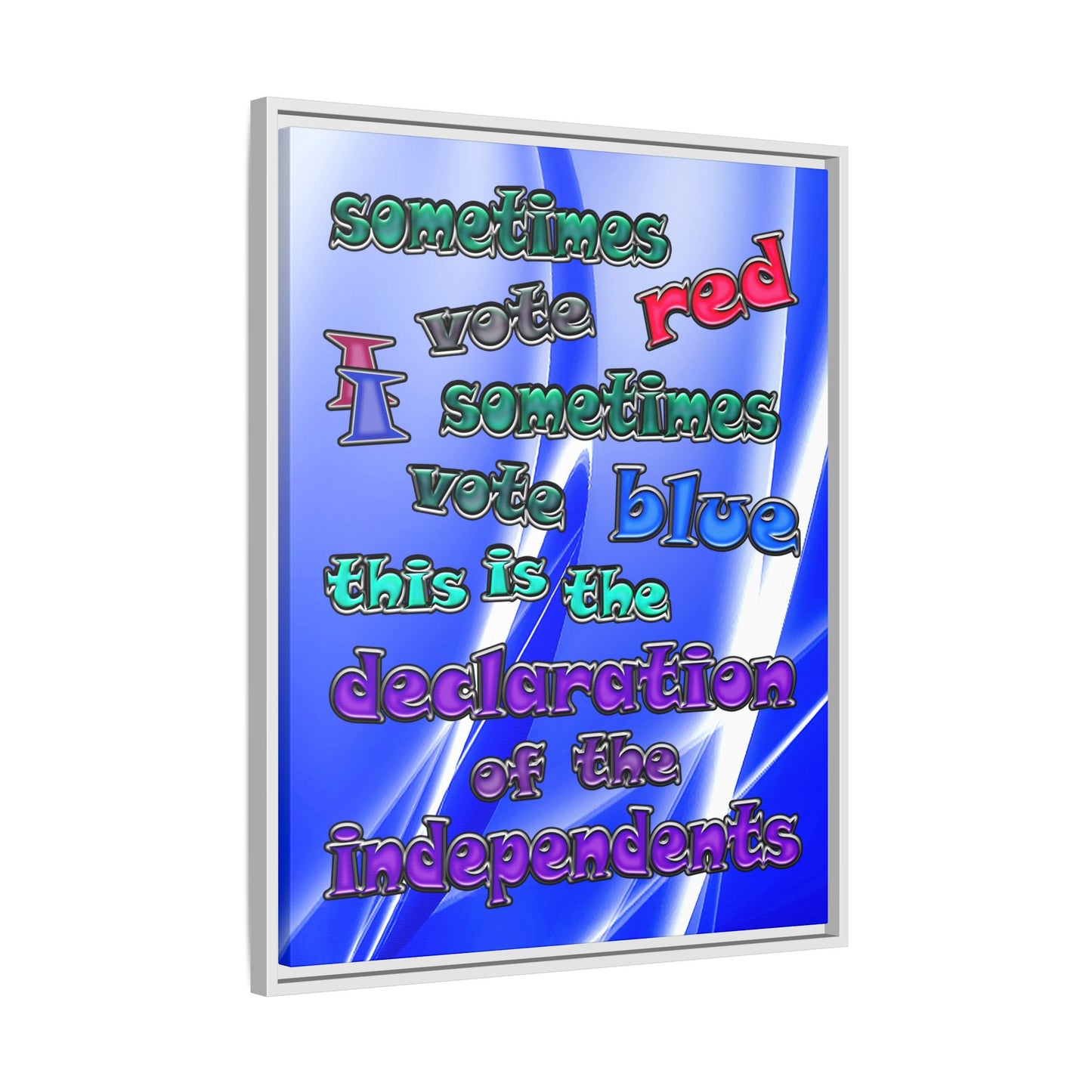 declaration of the independents - framed canvas art (blue-white wave)