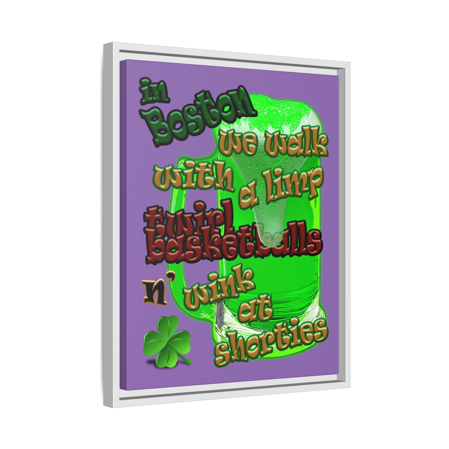 celtics logo - framed canvas art (light purple)