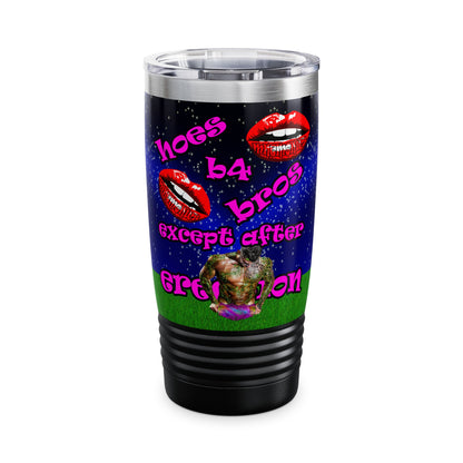 hoes b4 bros - Ringneck Tumbler, 20oz ('snoops' background)