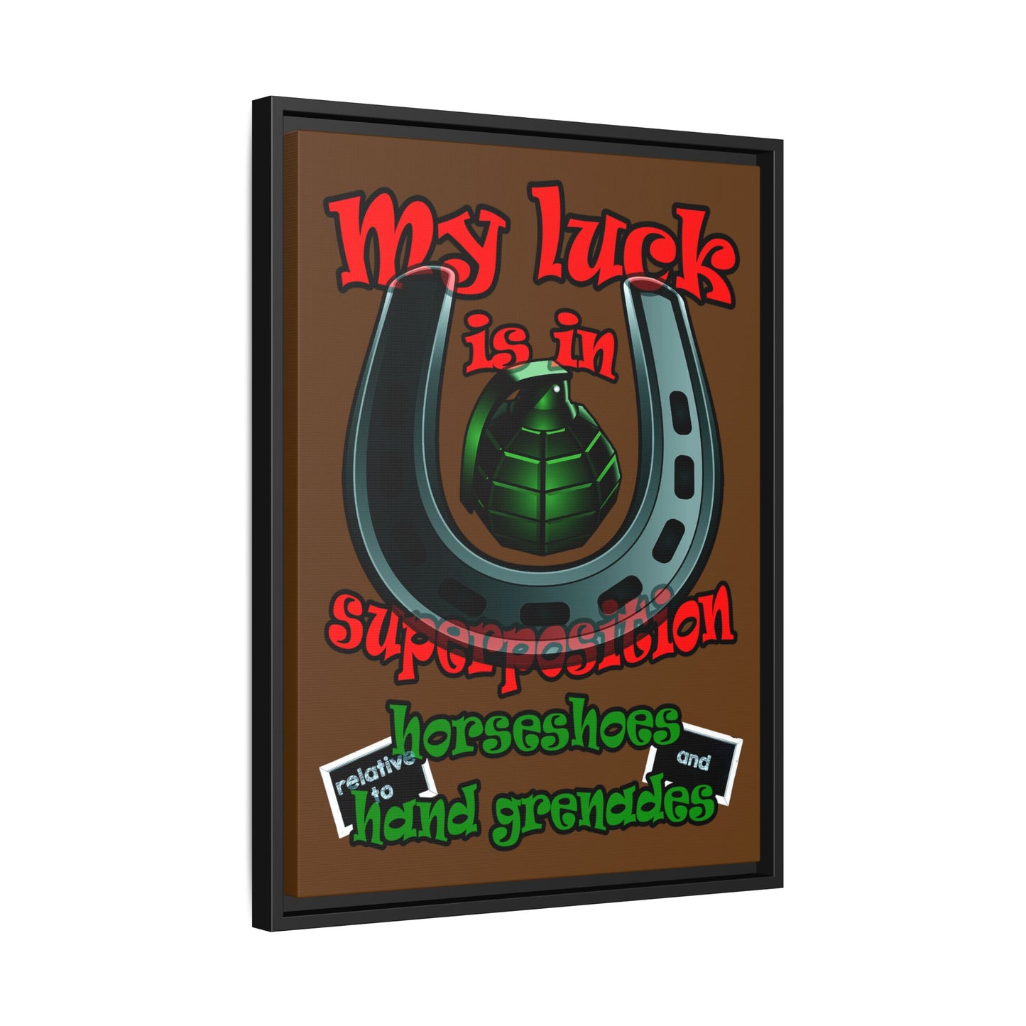 my luck - framed canvas art (brown)