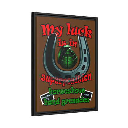 my luck - framed canvas art (brown)