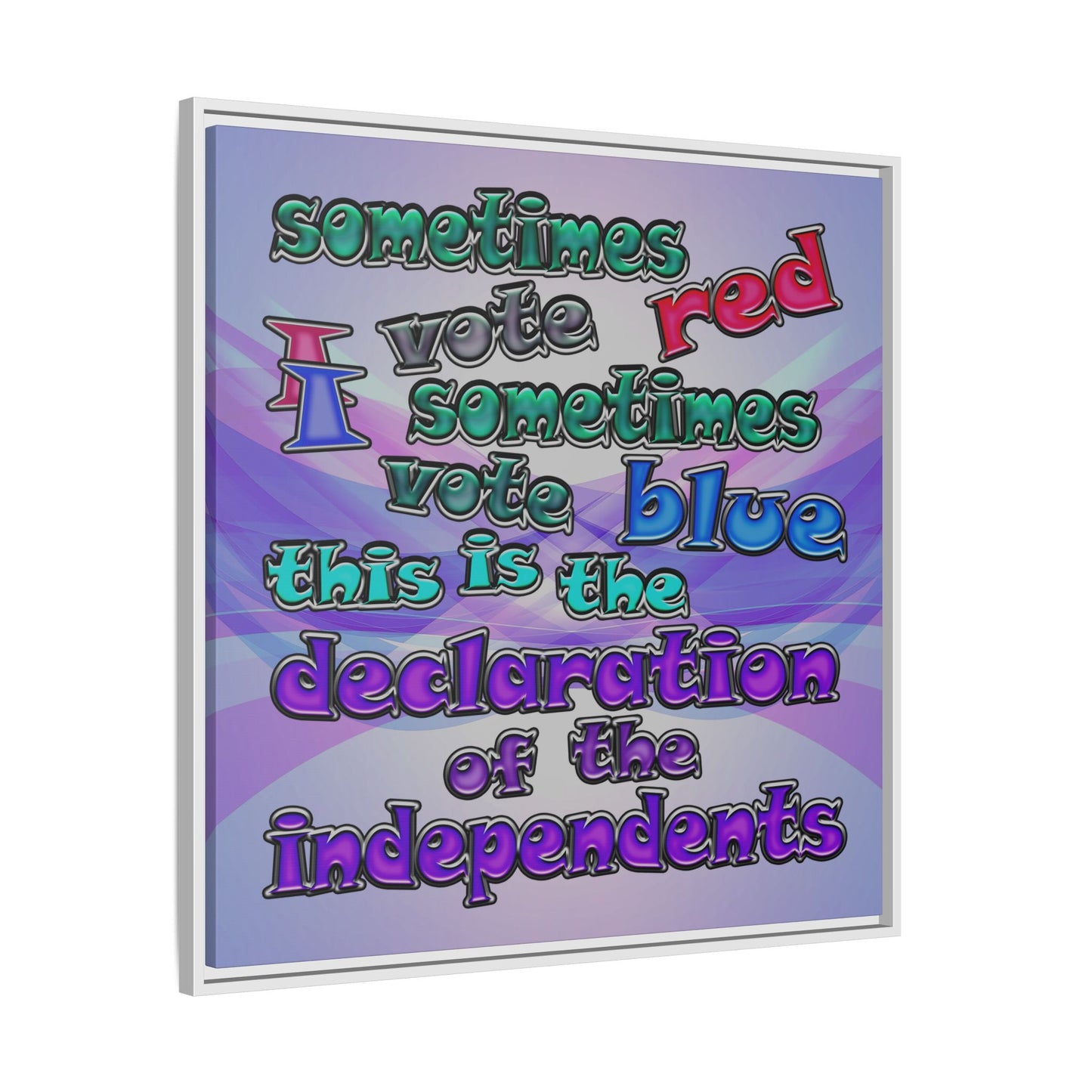 declaration of the independents - framed canvas art (light blue-pink wave)
