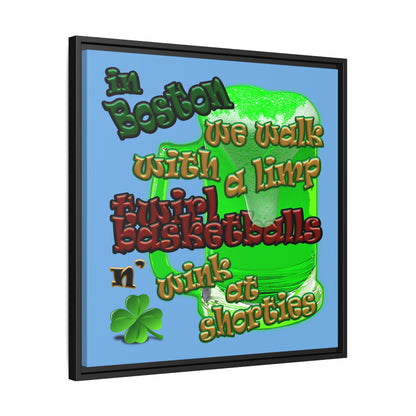 celtics logo - framed canvas art (light blue)