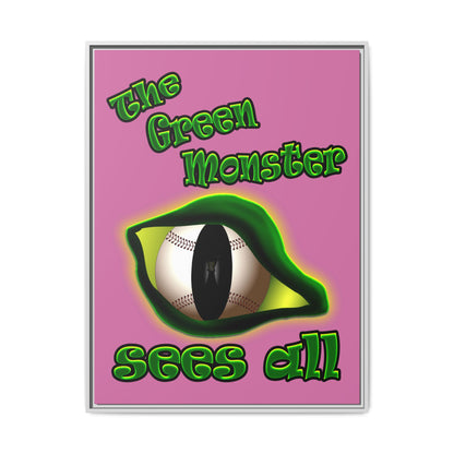 green monster - framed canvas art (light pink)