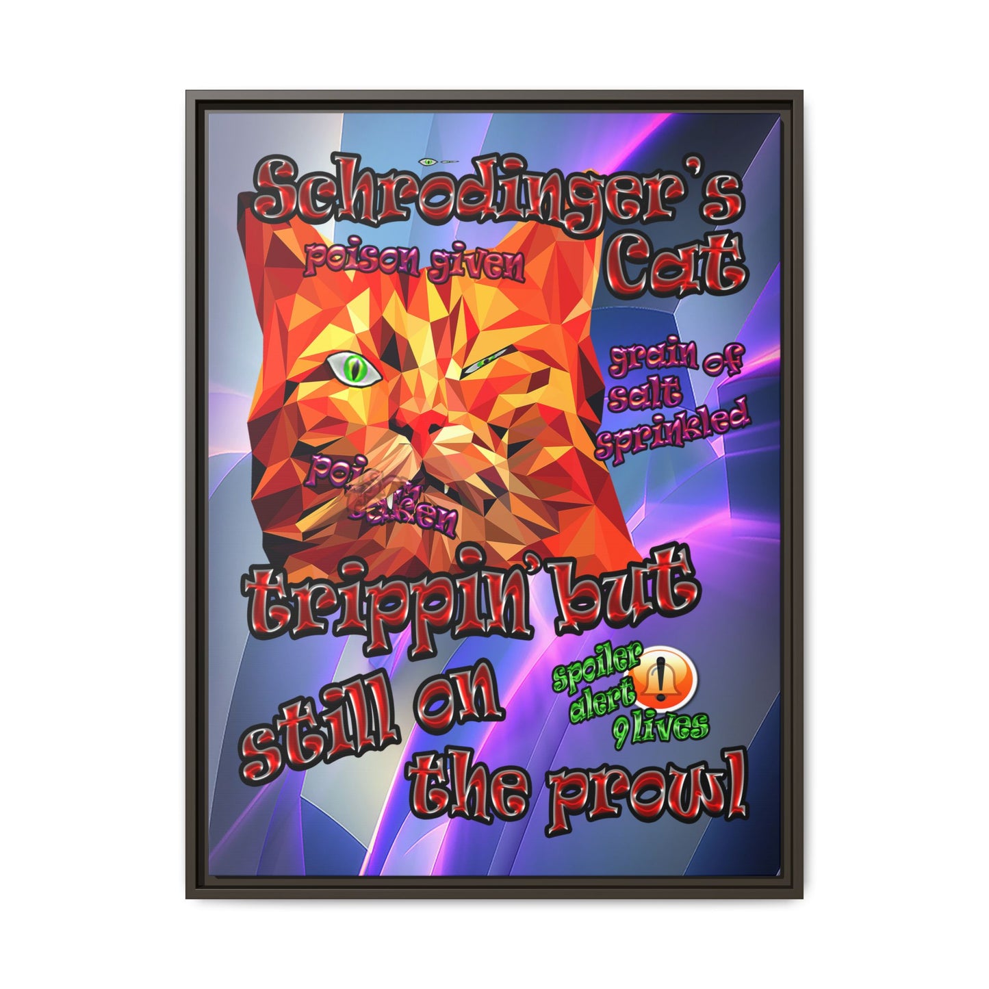schrodinger's cat - framed canvas art (grey-pink wave)
