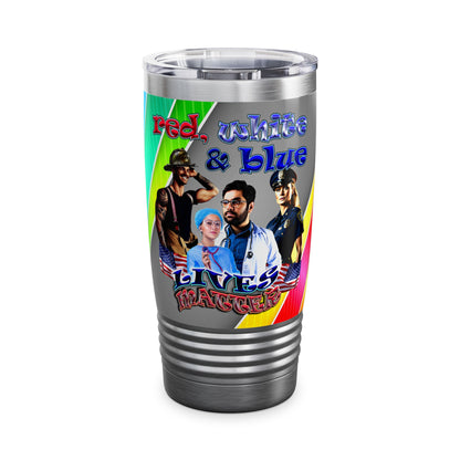 rw&b lives matter - Ringneck Tumbler, 20oz (rainbow split)