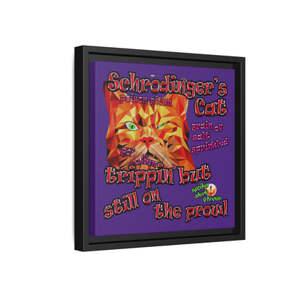 schrodinger's cat - framed canvas art (purple)