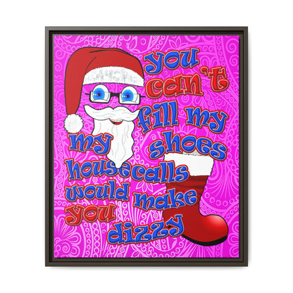 santa's shoes - framed canvas art (pink swirl)