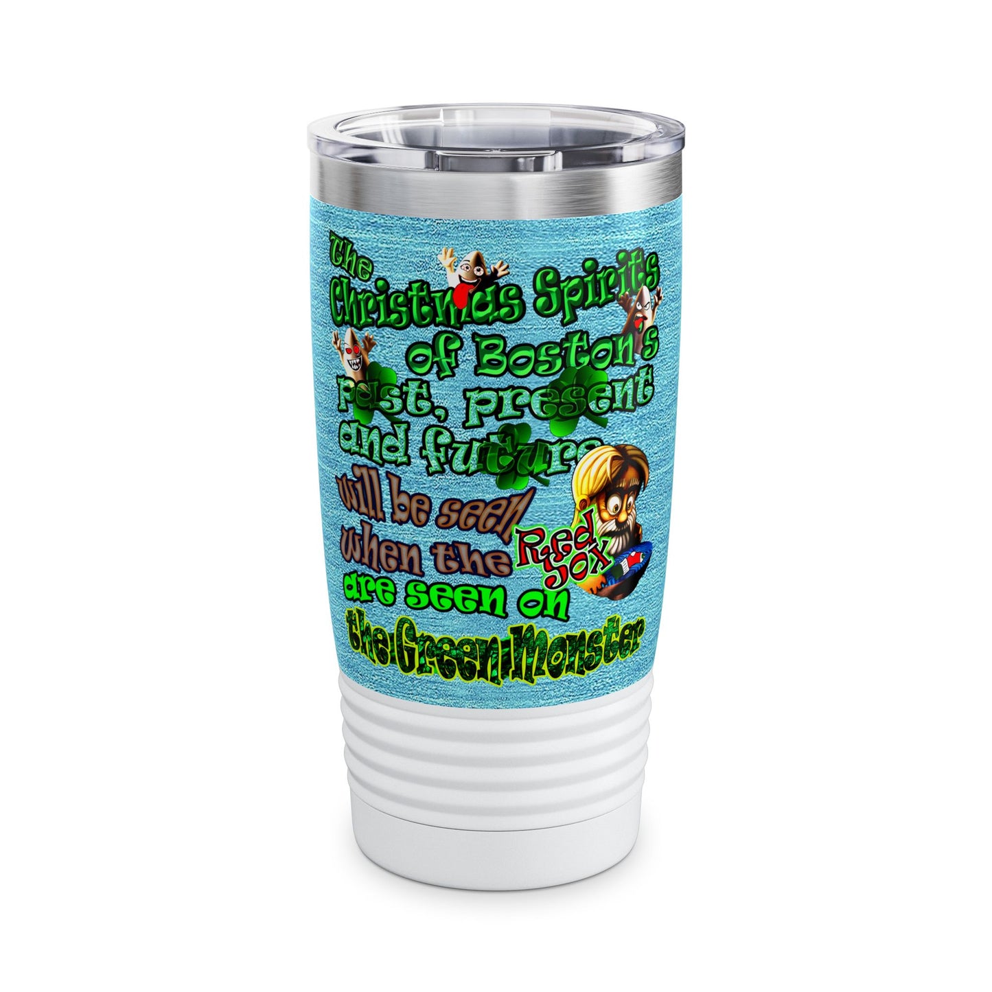christmas spirits of boston - Ringneck Tumbler, 20oz (faded blue)