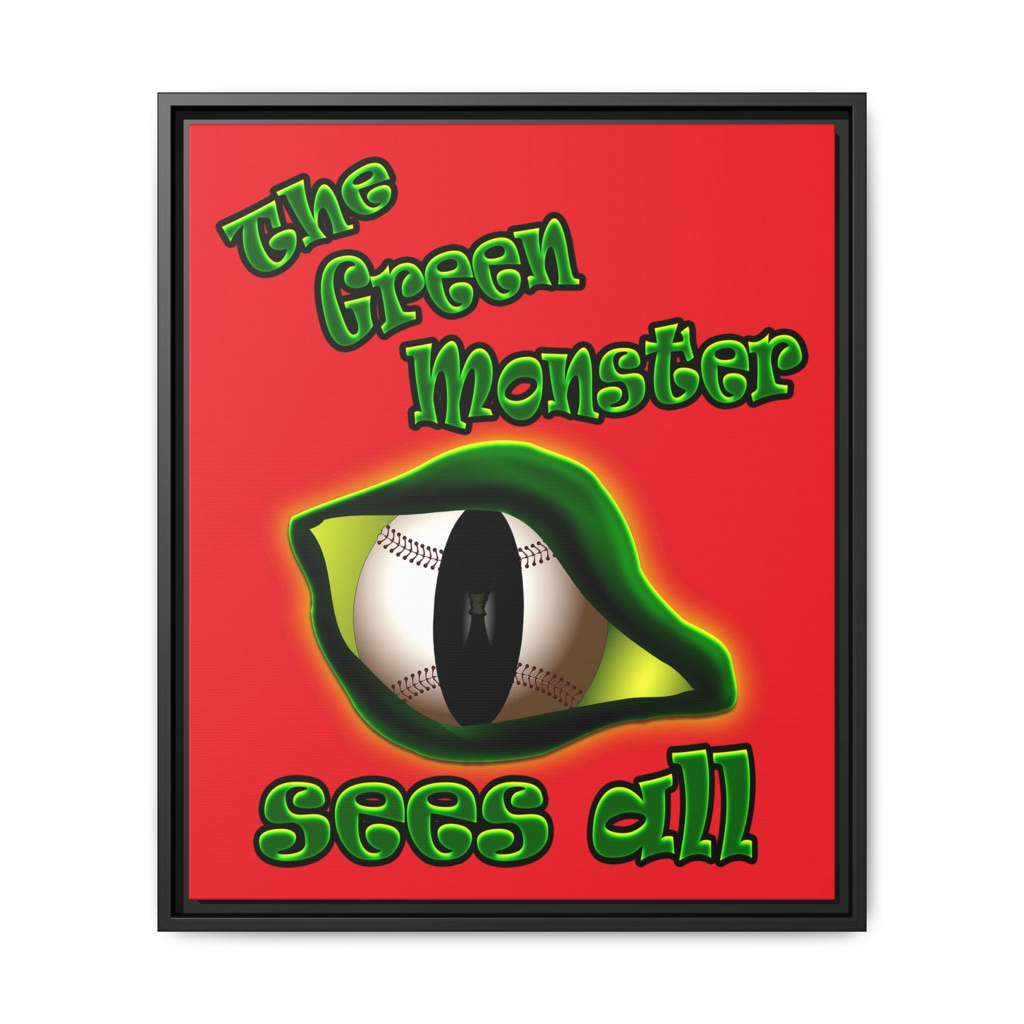 green monster - framed canvas art (red)