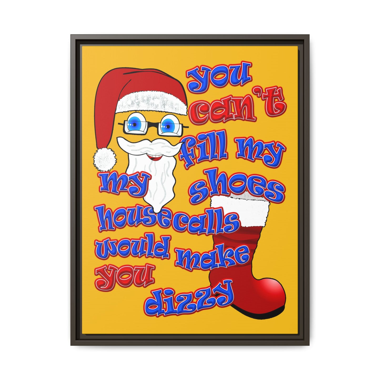 santa's shoes - framed canvas art (yellow)