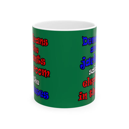 donkeys and elephants - White Mug (dark green)