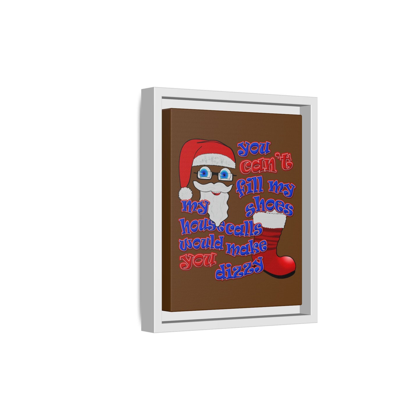 santa's shoes - framed canvas art (brown)