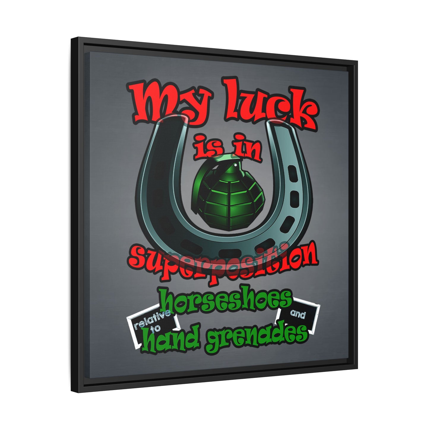 my luck - framed canvas art (grey-light grey)