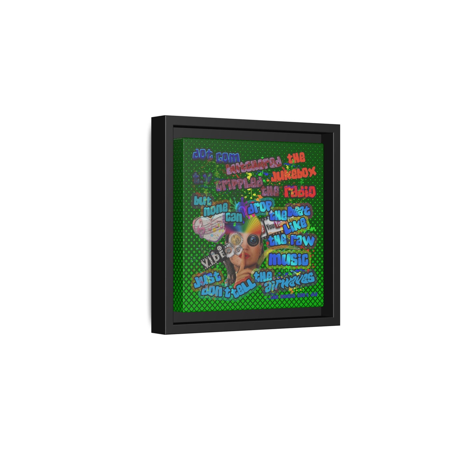 drop the beat - framed canvas art (logo green)