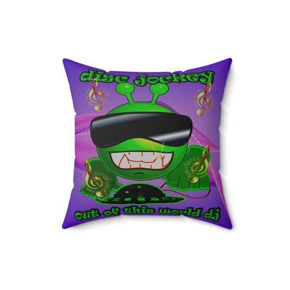disc jockey - Spun Polyester Square Pillow - (purple-pink wave)