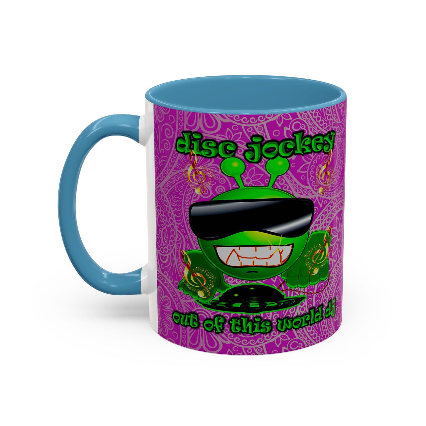 disc jockey - Accent Mug (pink swirl)