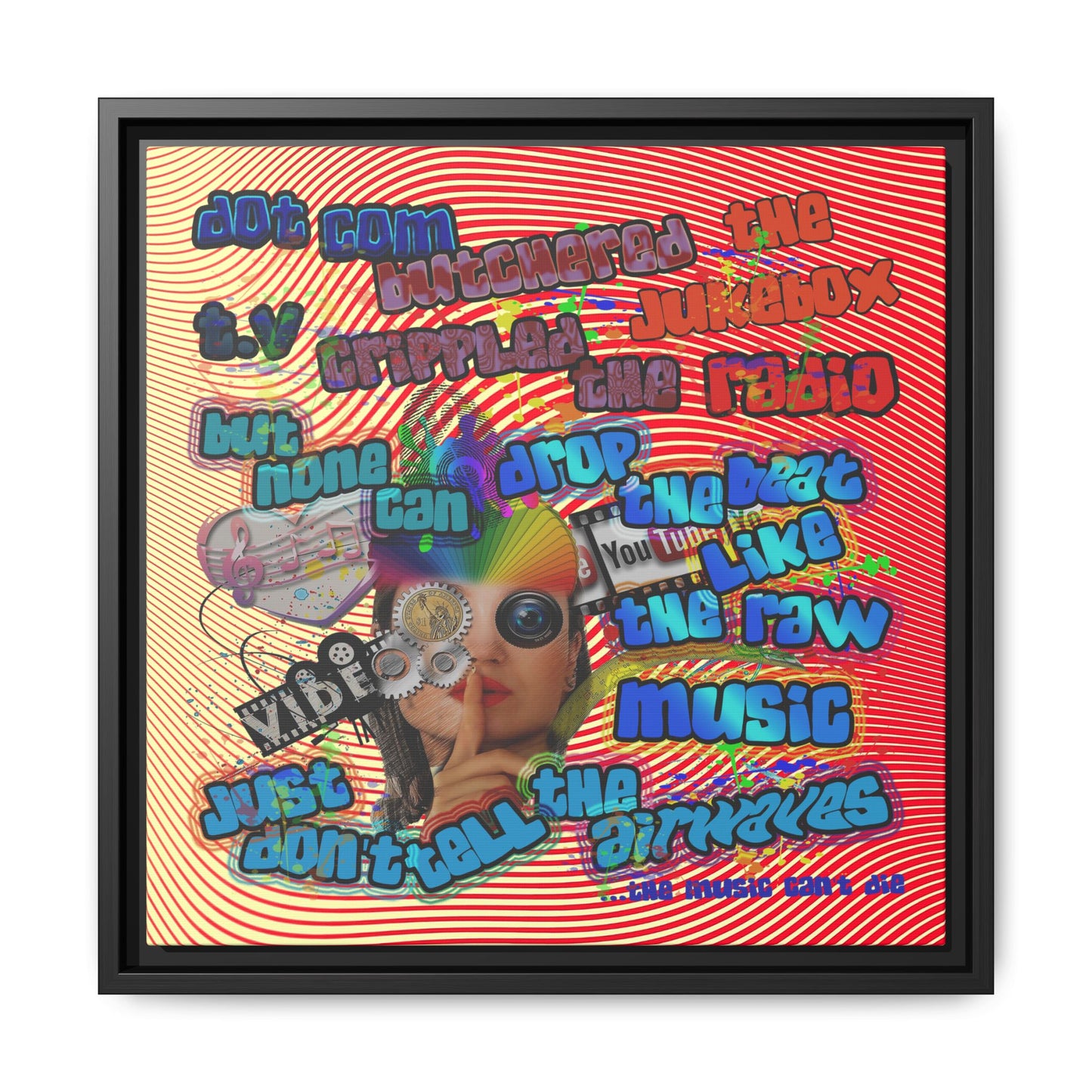 drop the beat - framed canvas art (yellow-orange wave)