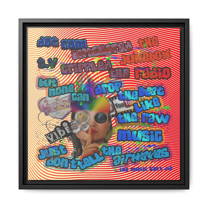 drop the beat - framed canvas art (yellow-orange wave)