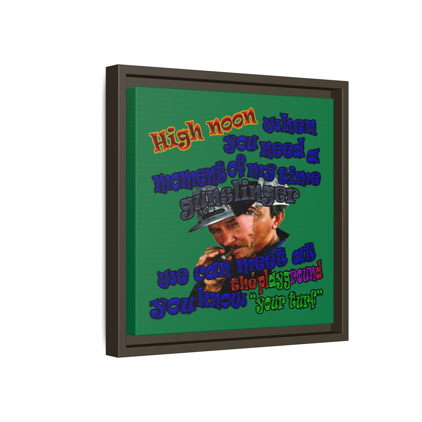 high noon - framed canvas art (dark green)
