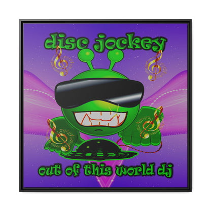 disc jockey - framed canvas art (purple-pink wave)