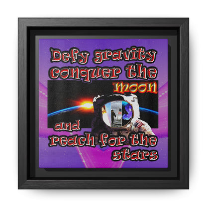 defy conquer reach - framed canvas art (purple-pink wave)